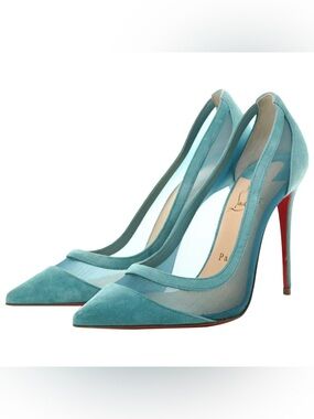 Christian Louboutin blue Galativi suede mesh Pumps Sz 38 (US 7.5) 100cm NEW